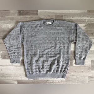 Christian Dior Vintage Men’s Diamond Weave Gray Sweater - Made In USA | Size L